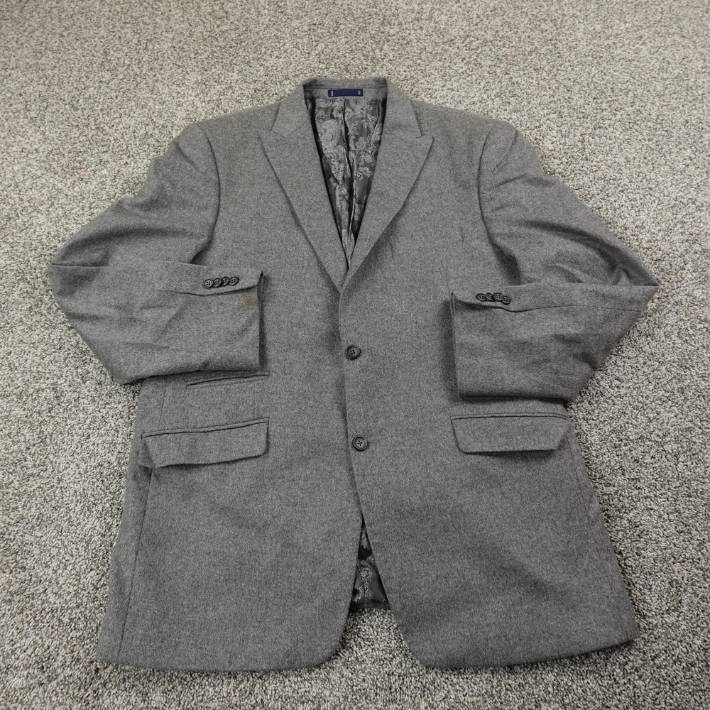 Paul Fredrick‎ Blazer Mens 42 Gray Cashmere Sport Coat Suit Jacket Paisley Lined